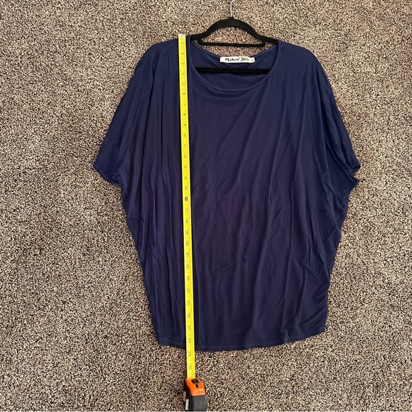 Michael Stars Navy Blue Dolman Sleeve Top OS Stretchy Soft Minimalist Classy Tee - Picture 5 of 7
